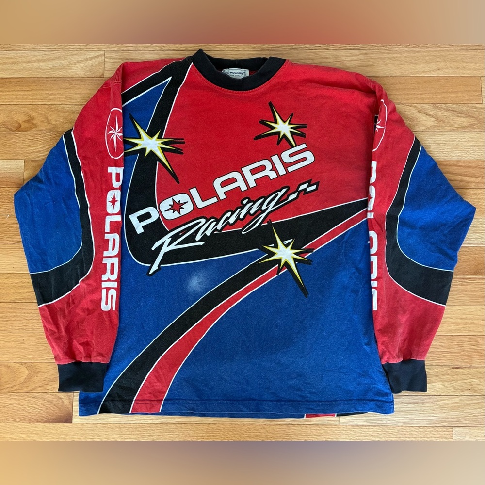 Vintage Polaris Racing Shirt Endura Motocross Dirt Bike AOP Men’s Size XL